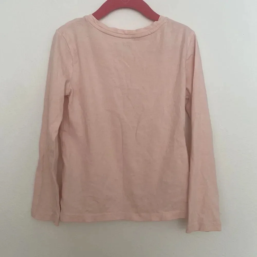 Gap kids long‎ sleeve pink tee with headphones graphic size 6/7